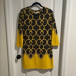 Aryeh Yellow and Gray Patterned Dress